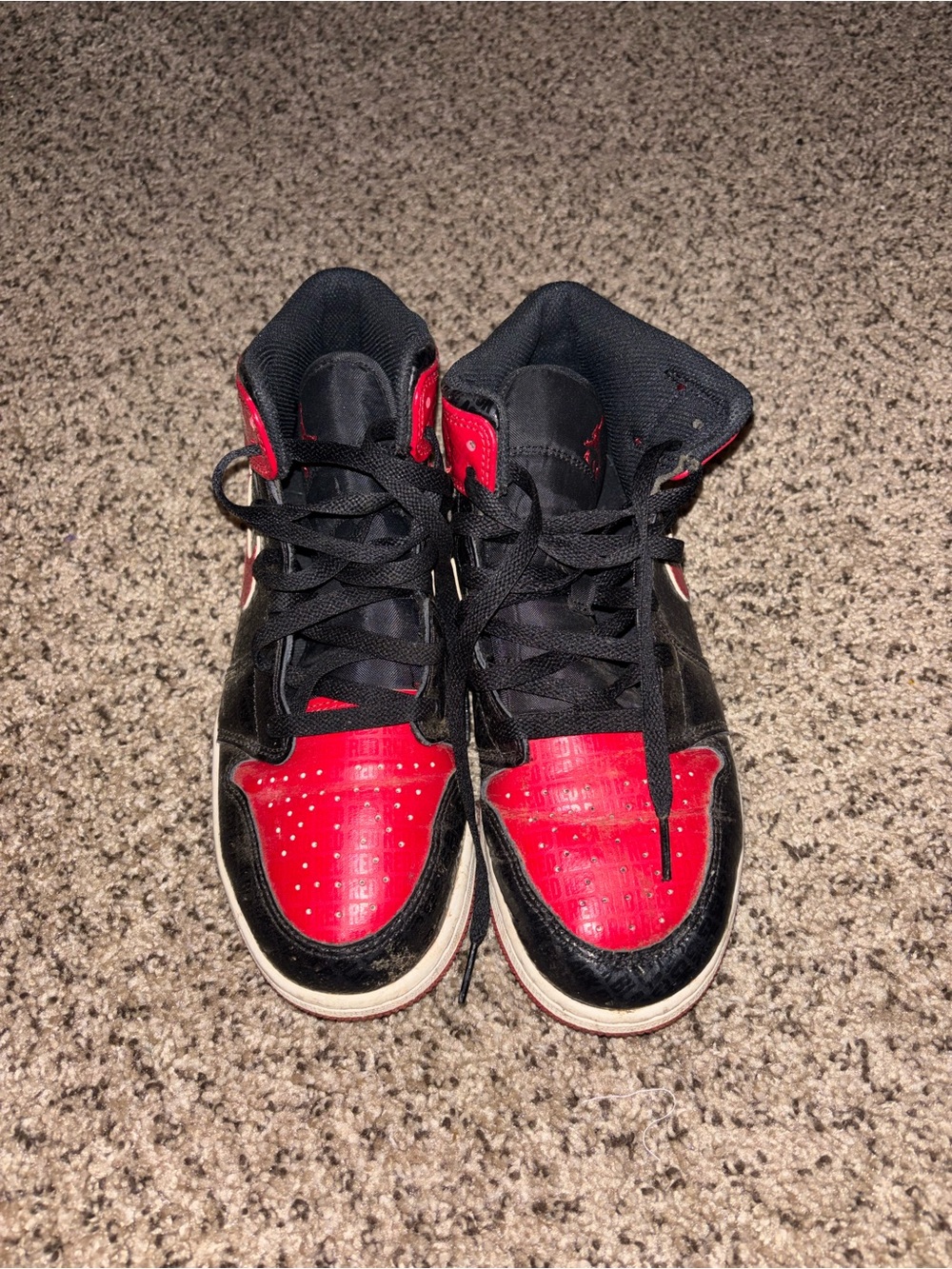 Jordan Kids Black and Red High-Top Sneakers
